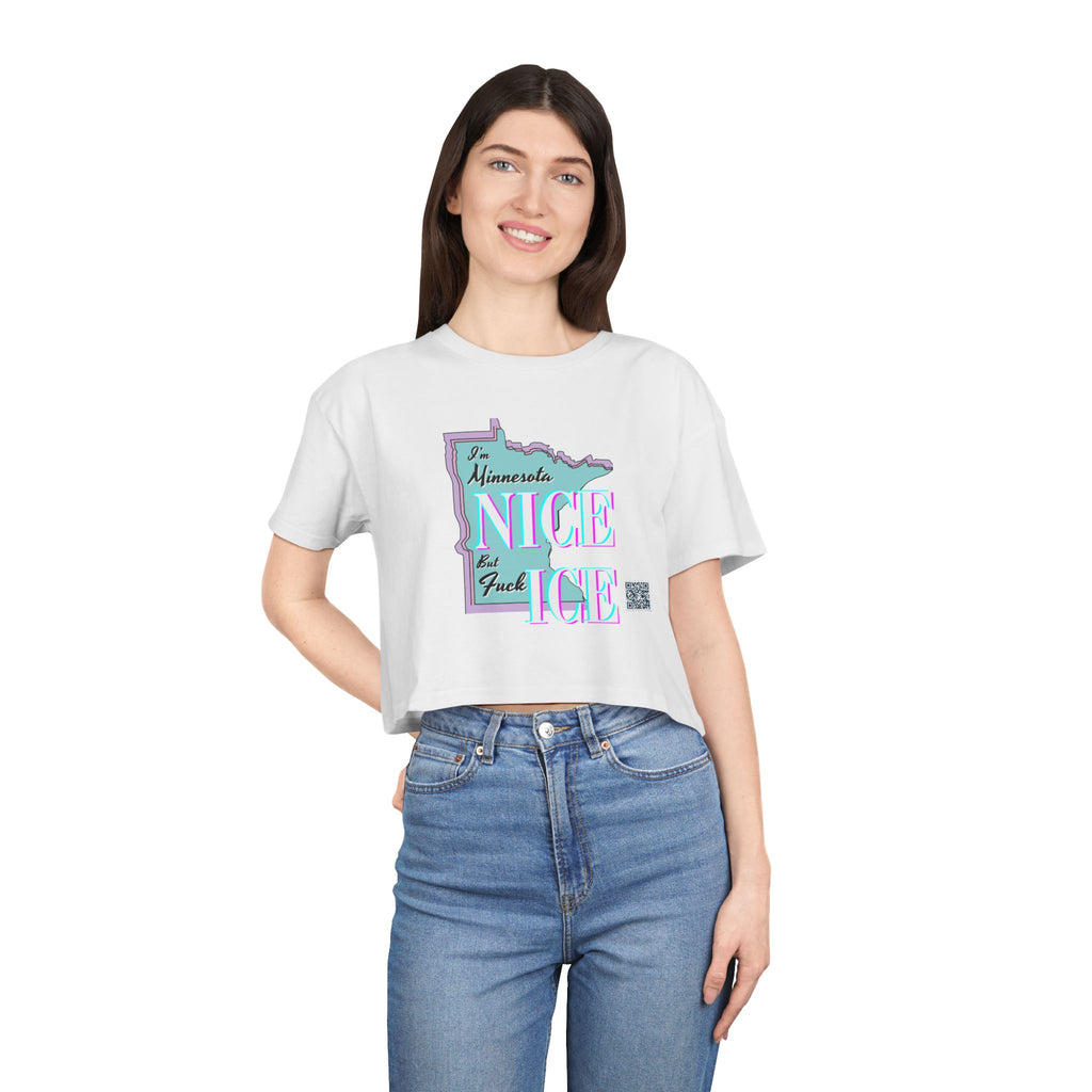 Minnesota Nice F Ice Retro Boxy Crop Tee