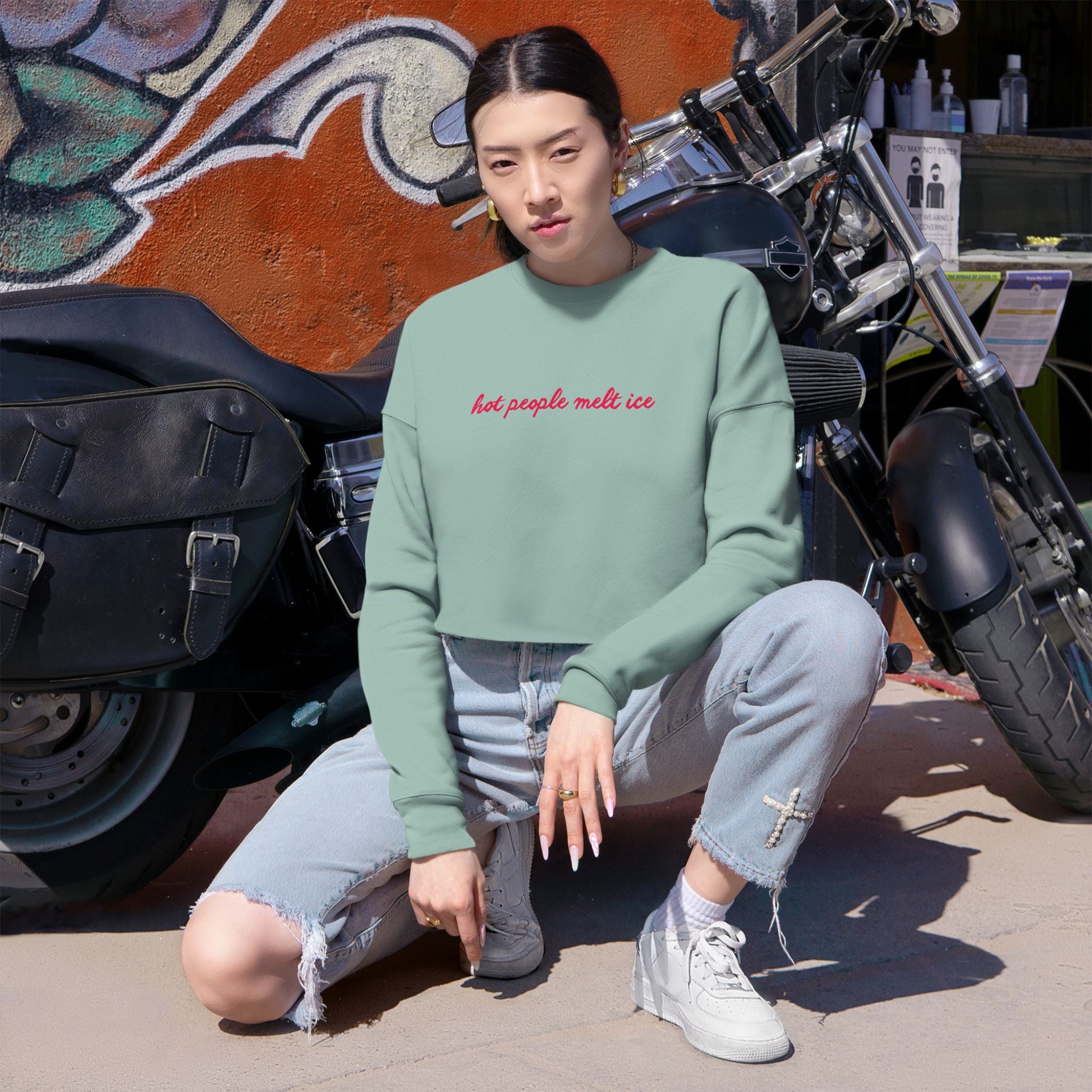 Hot People Melt Ice Cropped Sweatshirt