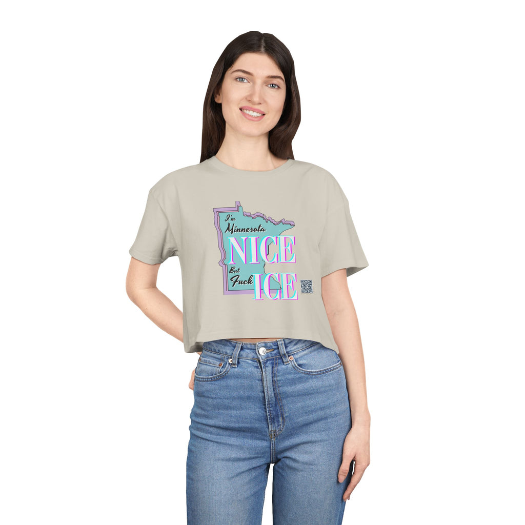 Minnesota Nice F Ice Retro Boxy Crop Tee