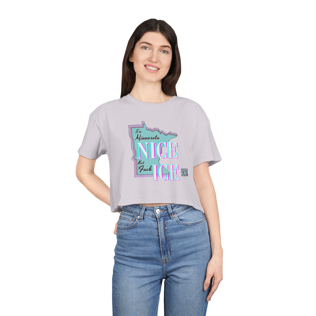 Minnesota Nice F Ice Retro Boxy Crop Tee