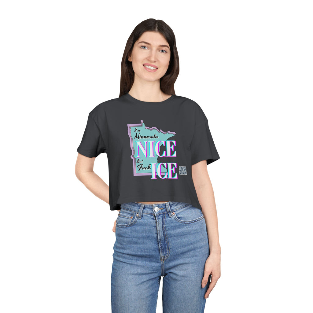 Minnesota Nice F Ice Retro Boxy Crop Tee