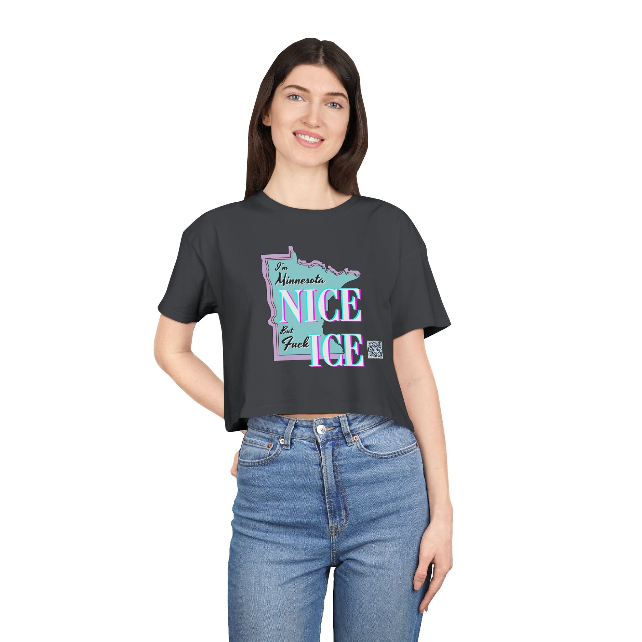 Minnesota Nice F Ice Retro Boxy Crop Tee