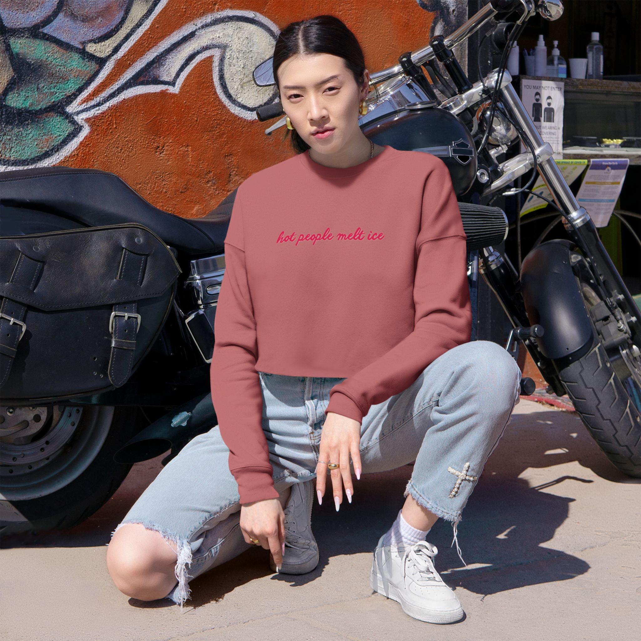 Hot People Melt Ice Cropped Sweatshirt